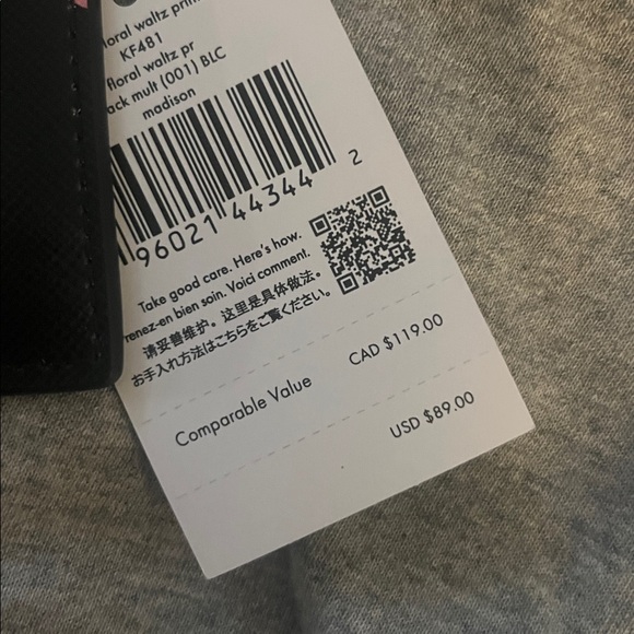 Kate Spade Black Card Holder with Floral Accents - Picture 2 of 5